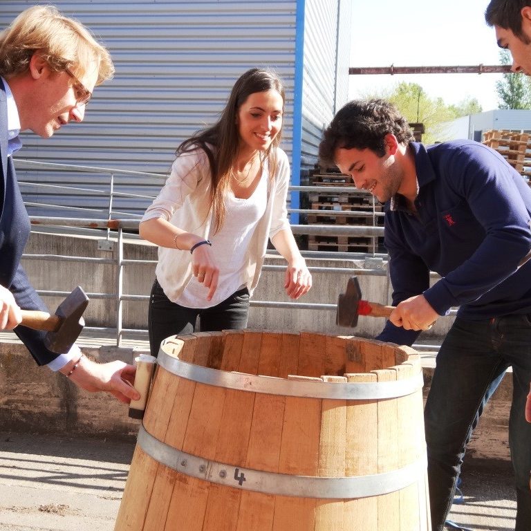 Unusual visit in group wine tasting in the vineyard in Beaune in Burgundy